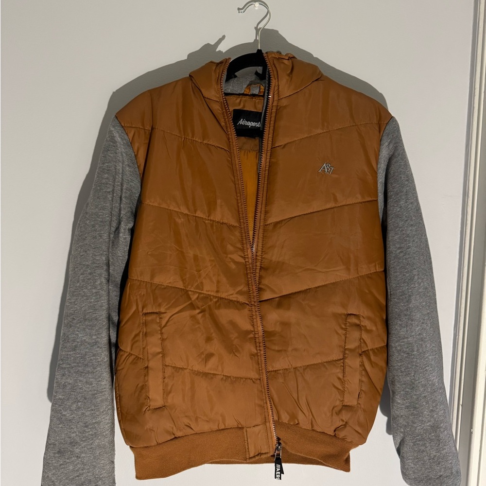 Aeropostale Brown and Gray Puffer Jacket